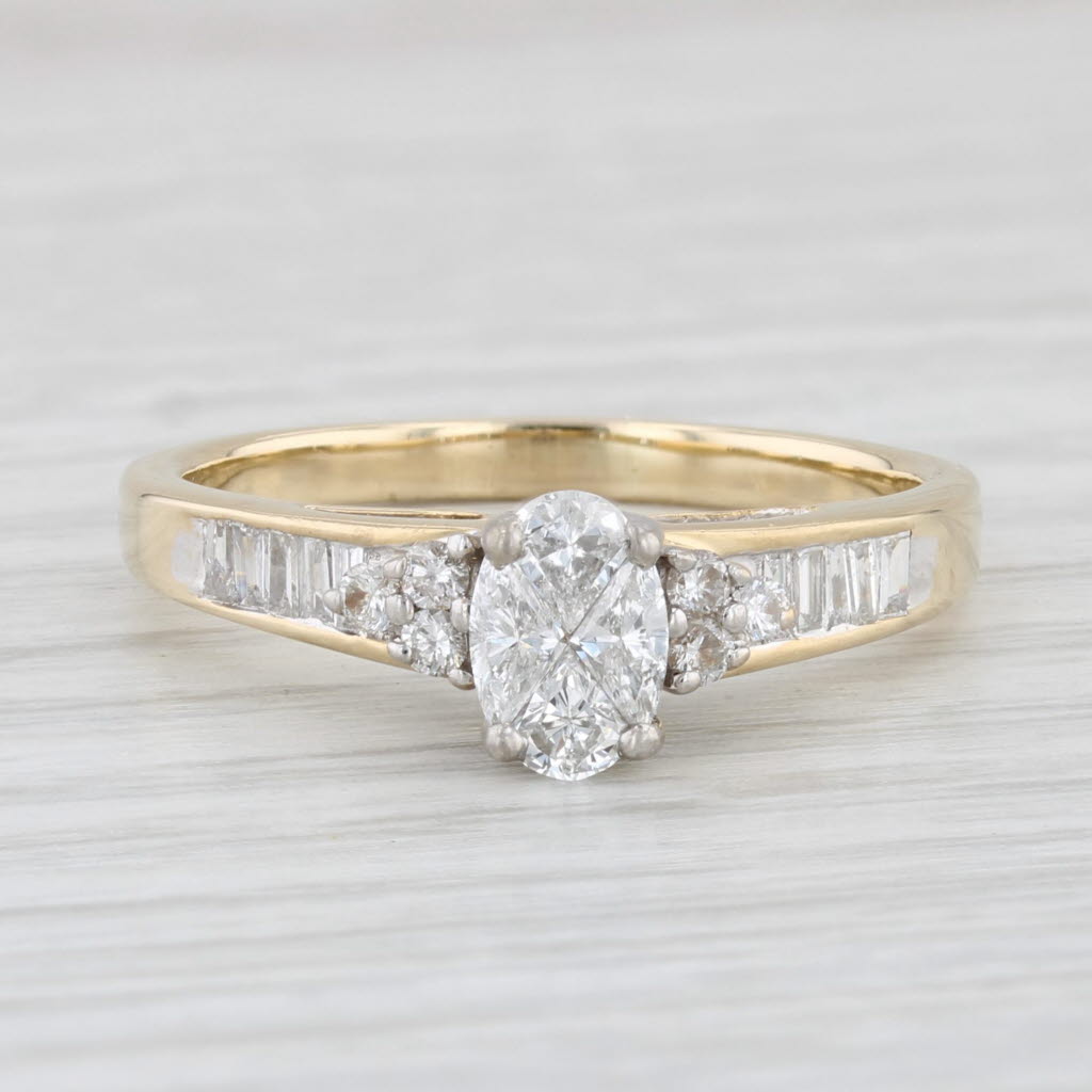 Light Gray 0.70ctw Diamond Engagement Ring 14k Yellow Gold Size 9 Cathedral Band