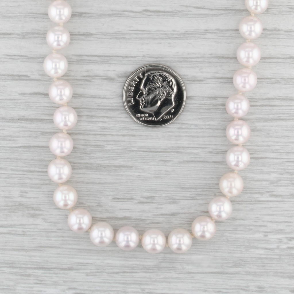 Saltwater Cultured Pearl Strand Necklace 14k Yellow Gold Filigree Clasp 18.5"