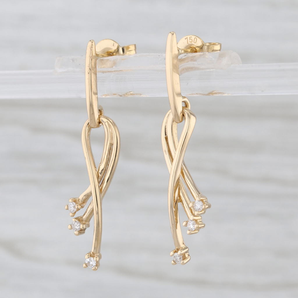 Diamond Shooting Star Dangle Earrings 18k Yellow Gold Drops