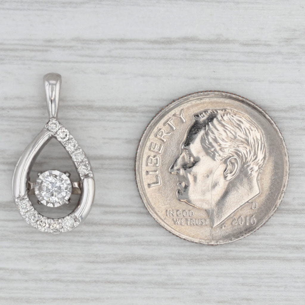 0.24ctw Floating Diamond Teardrop Pendant 10k White Gold Small Drop
