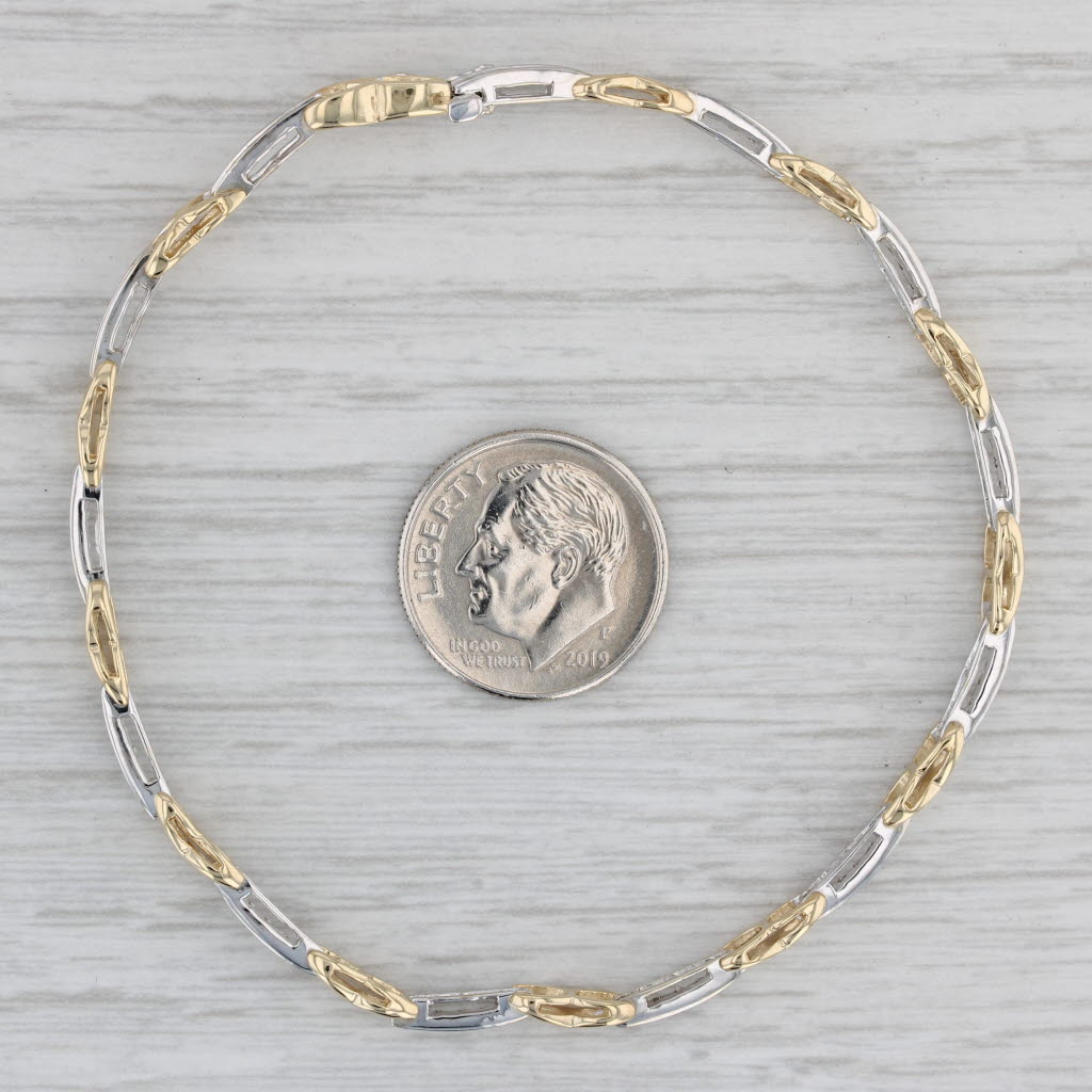 Gray 0.40ctw Diamond Bar X Link Bracelet 10k White Yellow Gold 7.25" 4.1mm