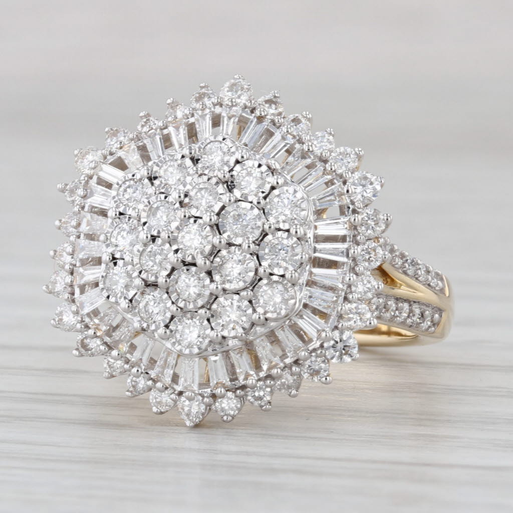 1.13ctw Diamond Cluster Halo Ring 14k Yellow Gold Size 6.25