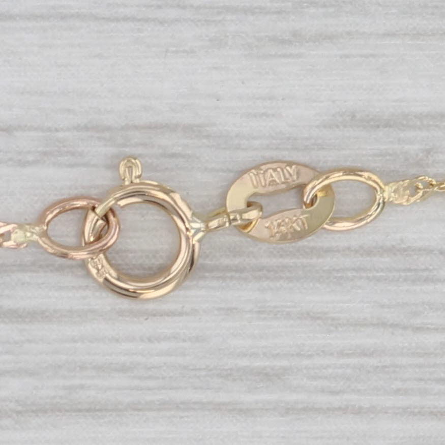 Open Heart Floating Pendant Necklace 14k Yellow Gold 18" Singapore Chain