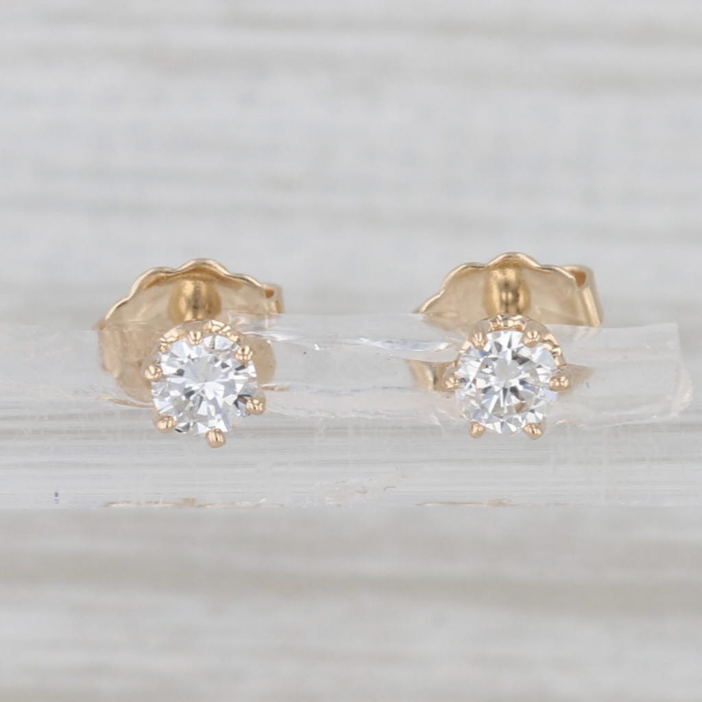 0.26ctw Diamond Stud Earrings 14k Yellow Gold Round Solitaire Studs