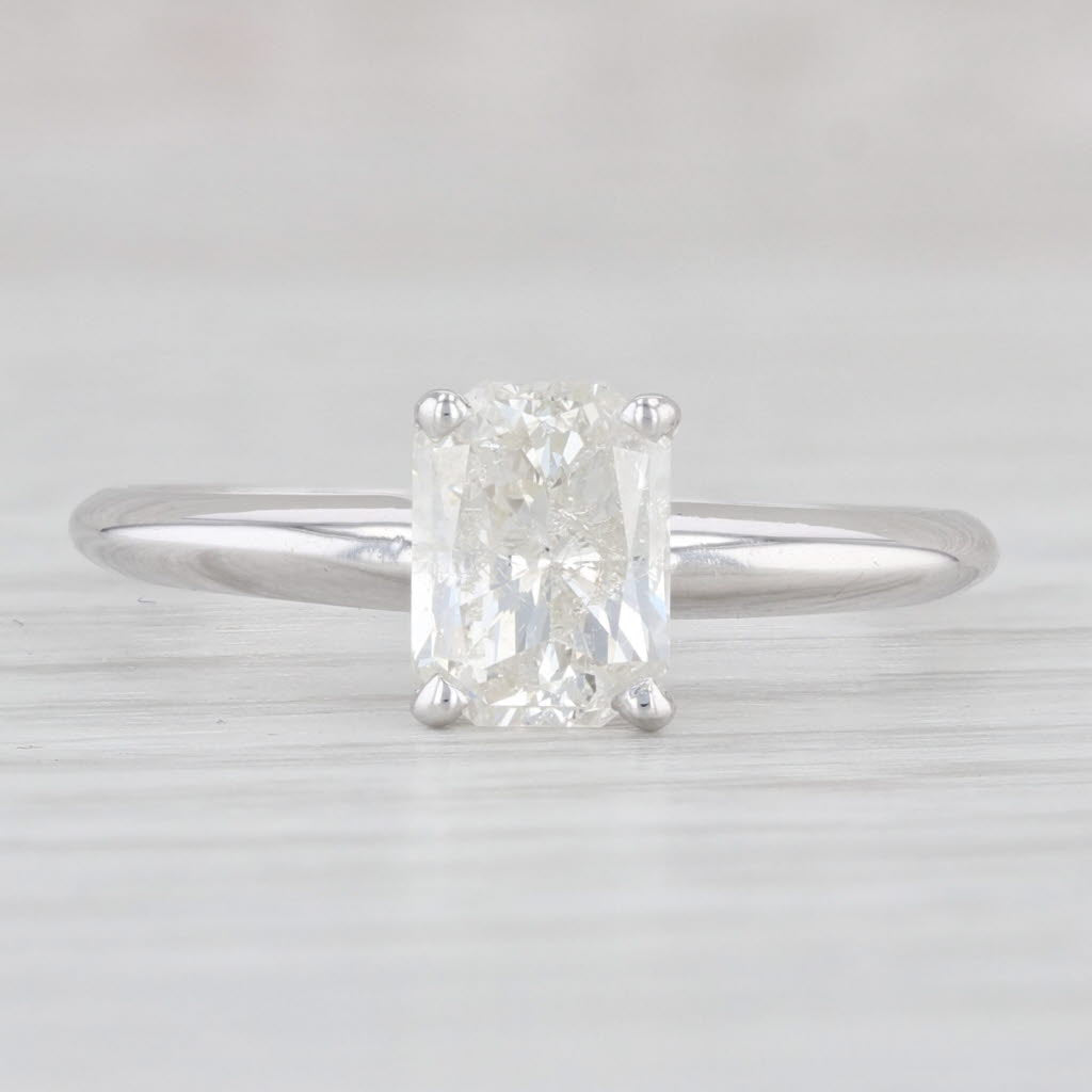 Light Gray 1.33ct Rectangle Brilliant Solitaire Engagement Ring 14k White Gold Size 8.25