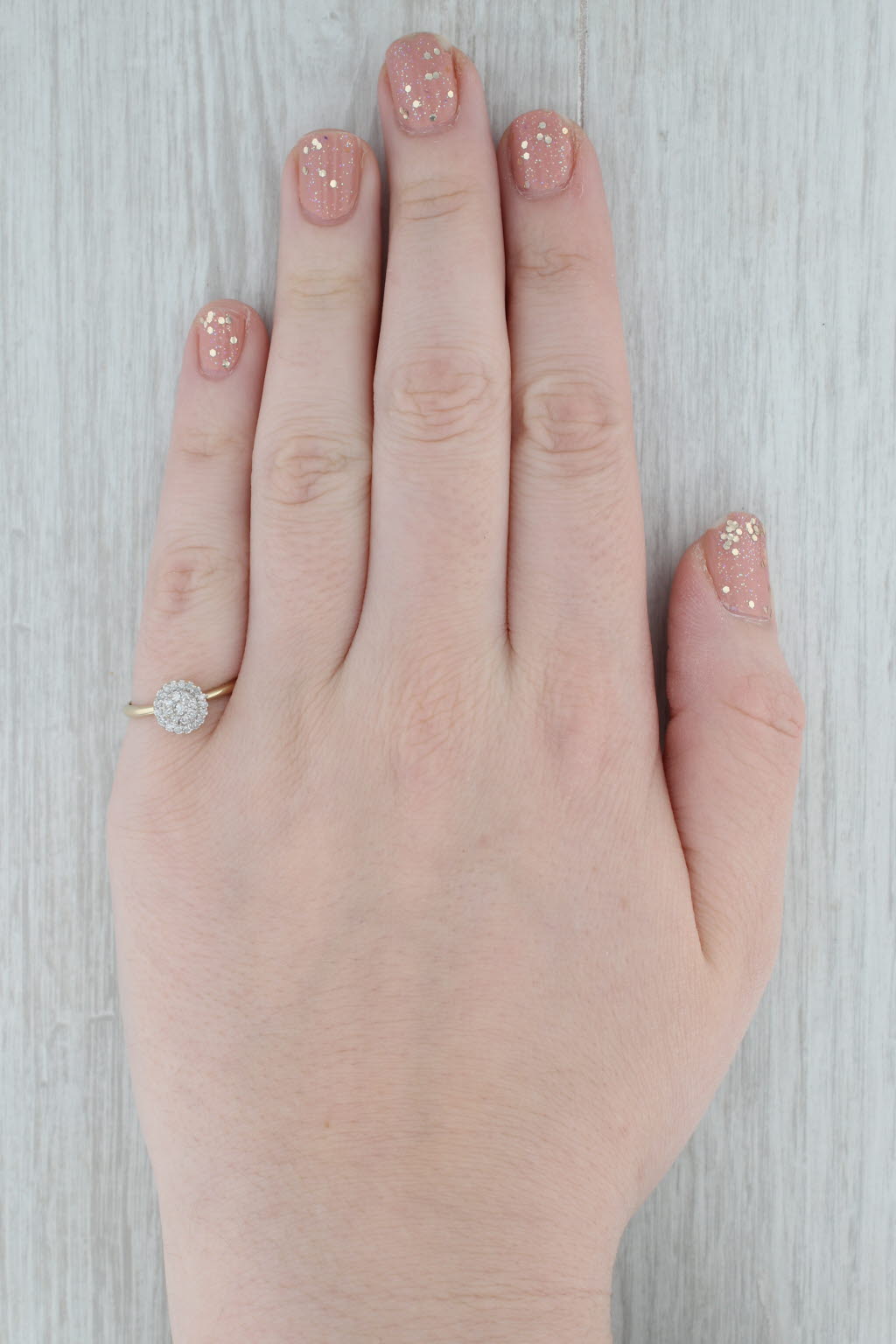 Gray 0.15ctw Diamond Cluster Halo Engagement Ring 10k Yellow Gold Size 7