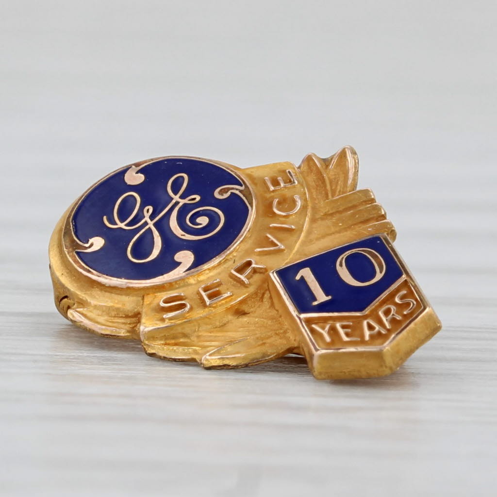 Light Gray General Electric GE 10 Years Company Service Pin 1/10th 10k Gold Filled Vintage