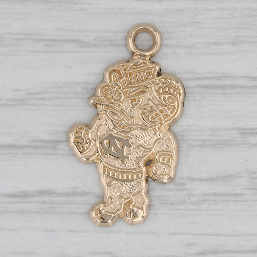 Gray UNC University North Carolina Rameses Ram Mascot Pendant 14k Gold Charm