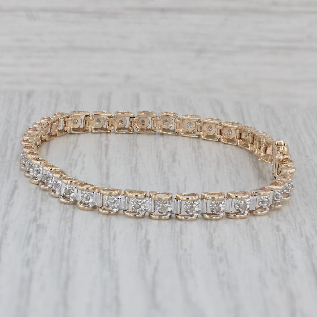 Gray 0.33ctw Diamond Tennis Bracelet 10k Yellow Gold 7" 4.4mm