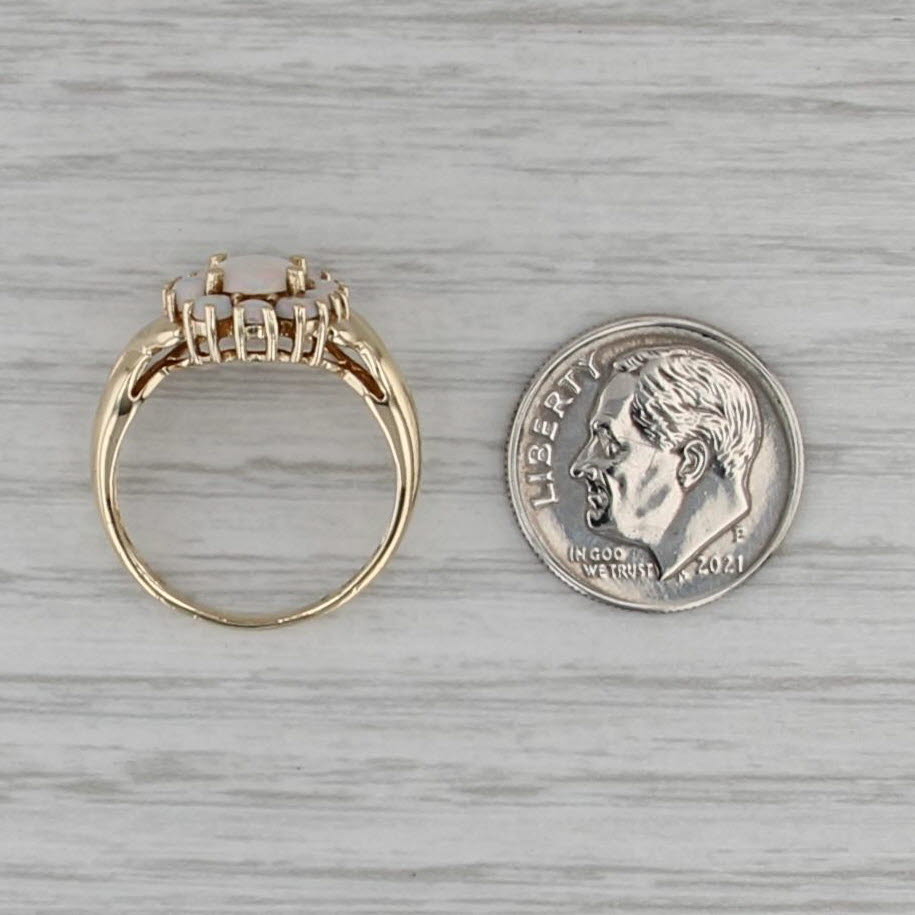 Opal Cabochon Halo Ring 10k Yellow Gold Size 6