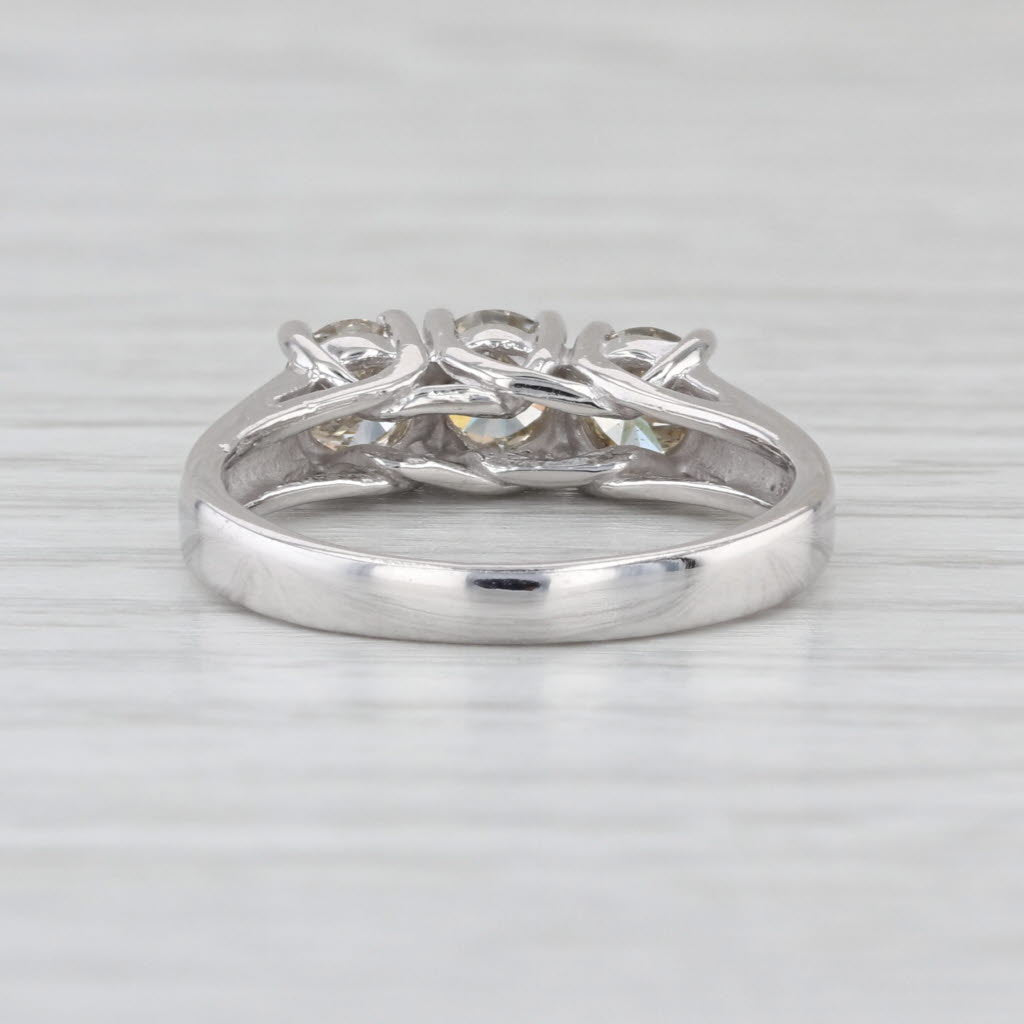 1.09ctw Champagne Diamond 3-Stone Engagement Ring 14k White Gold Size 6.25