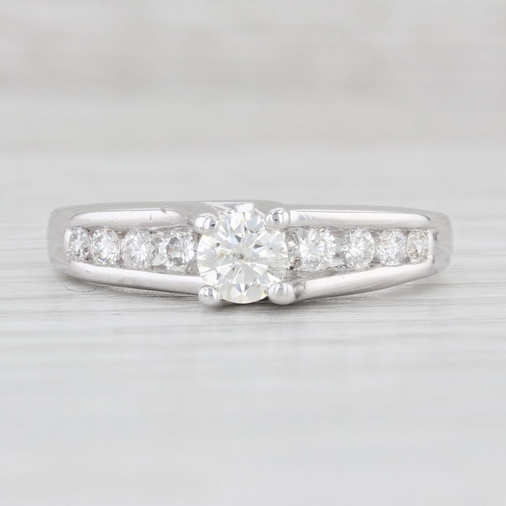 Light Gray 0.75ctw Round Diamond Engagement Ring 14k White Gold Size 8