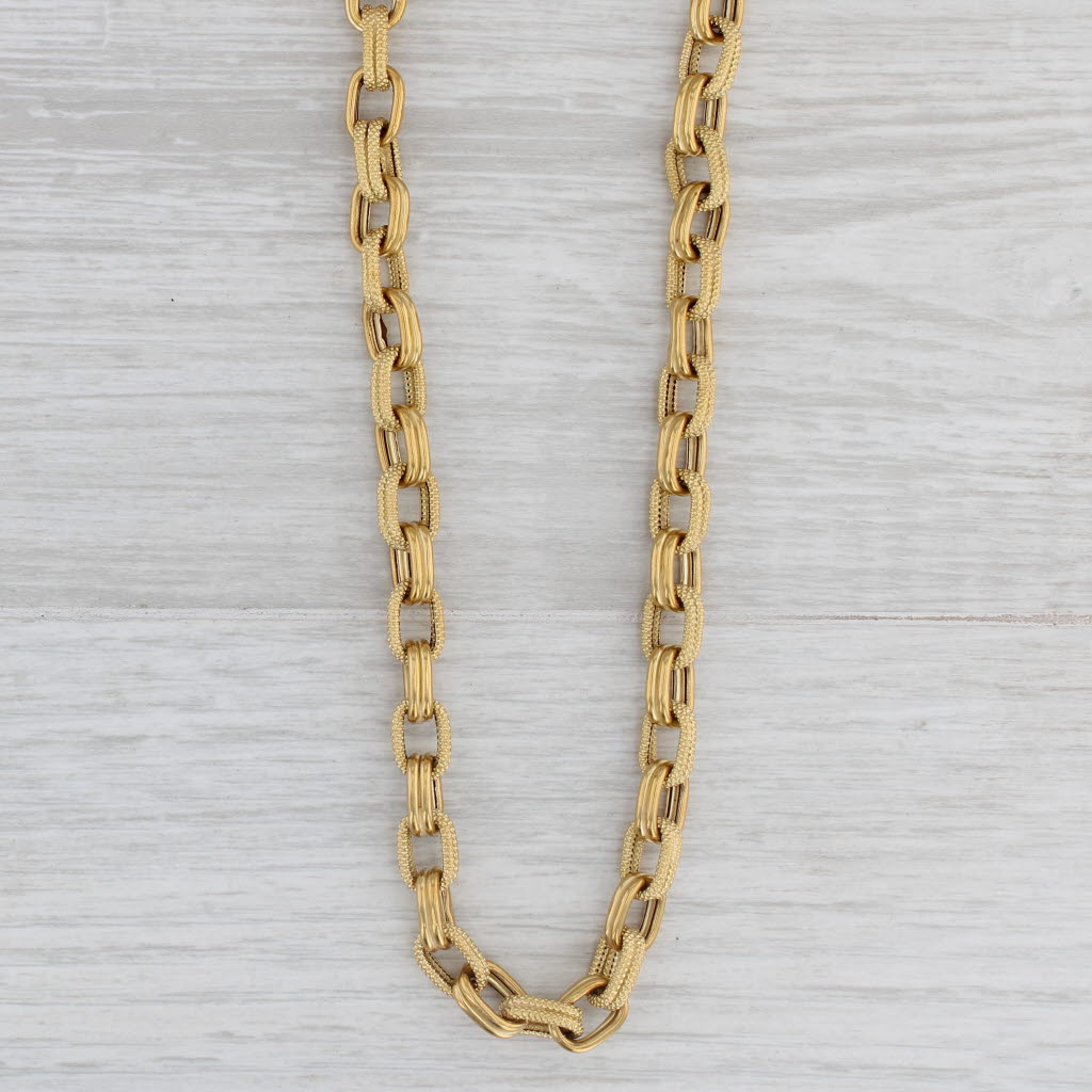 Gray Long Cable Chain Necklace 18k Yellow Gold 29.75" 6.7mm