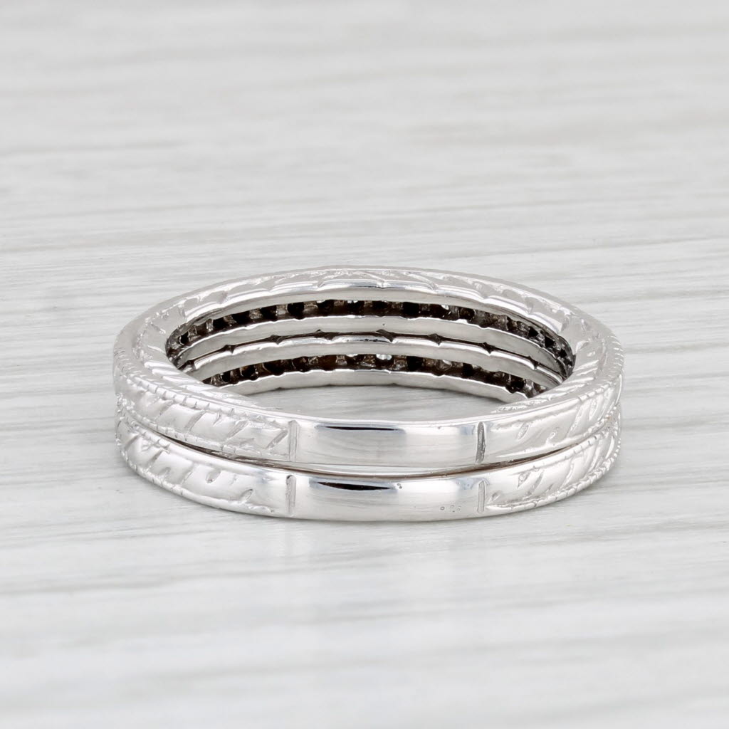 Light Gray 0.42ctw Diamond Set of 2 Rings 14k White Gold Size 6 Stackable Wedding Bands