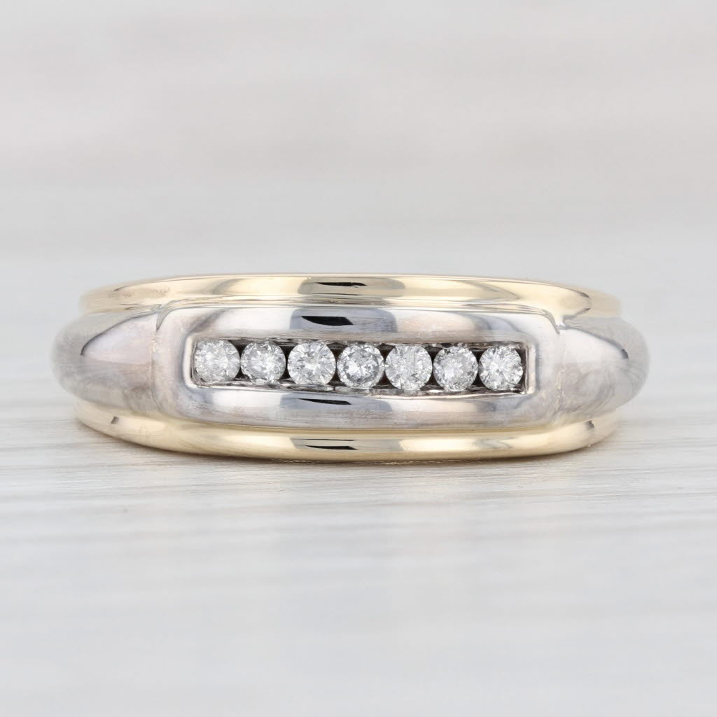 Light Gray 0.18ctw Diamond Ring 14k Gold Size 11.5 Men's Wedding Band