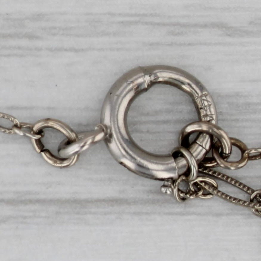 Gray Vintage Double Figaro Chain Necklace 14k White Gold 16.25" 1.9mm