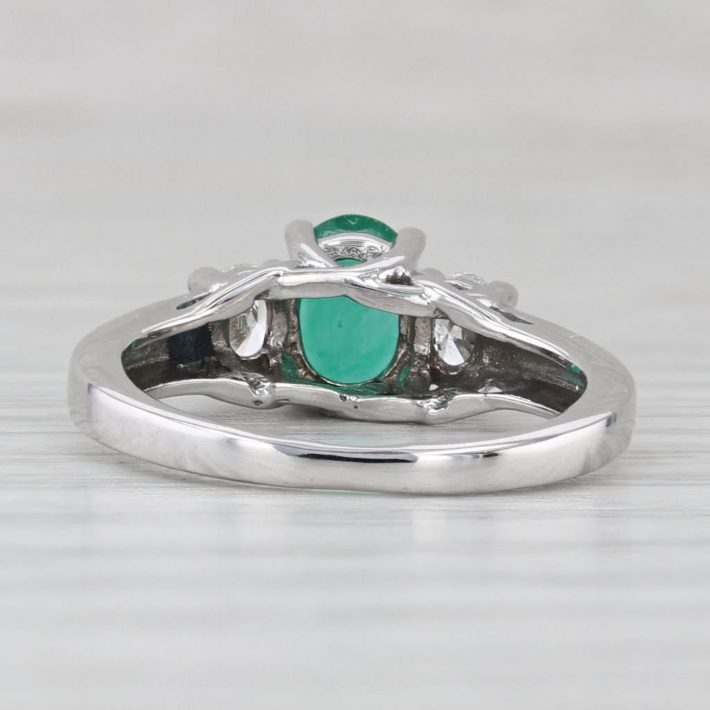 Light Gray 1.10ctw Oval Emerald Diamond Ring 14k White Gold Size 4.5