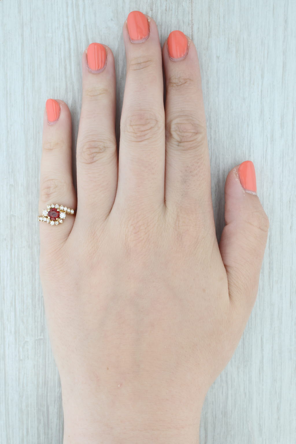 Gray 1.30ctw Garnet Diamond Ring 14k Yellow Gold Size 5.5 Bypass