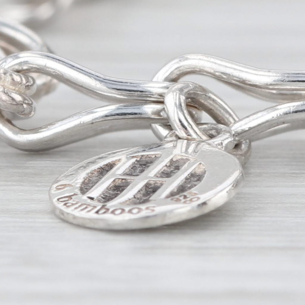 John Hardy Bamboo Station Necklace Sterling Silver Wheat Chain Statement 36"