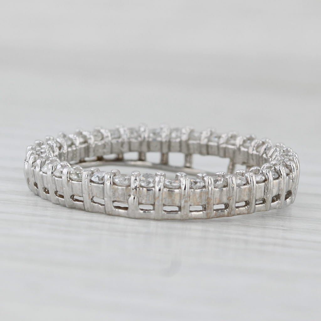 Light Gray 1ctw Diamond Eternity Circle Pendant 14k White Gold Floating Drop