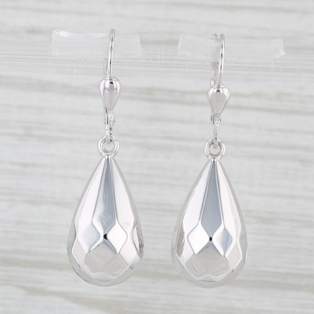 Light Gray Milor Teardrop Earrings 14k White Gold Pierced Dangles