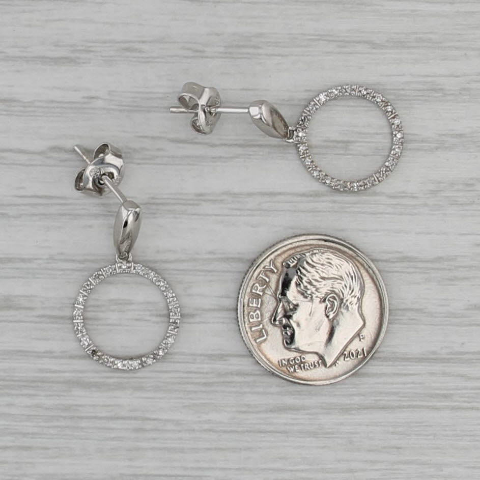 0.18ctw Diamond Circle Dangles Earrings 14k White Gold