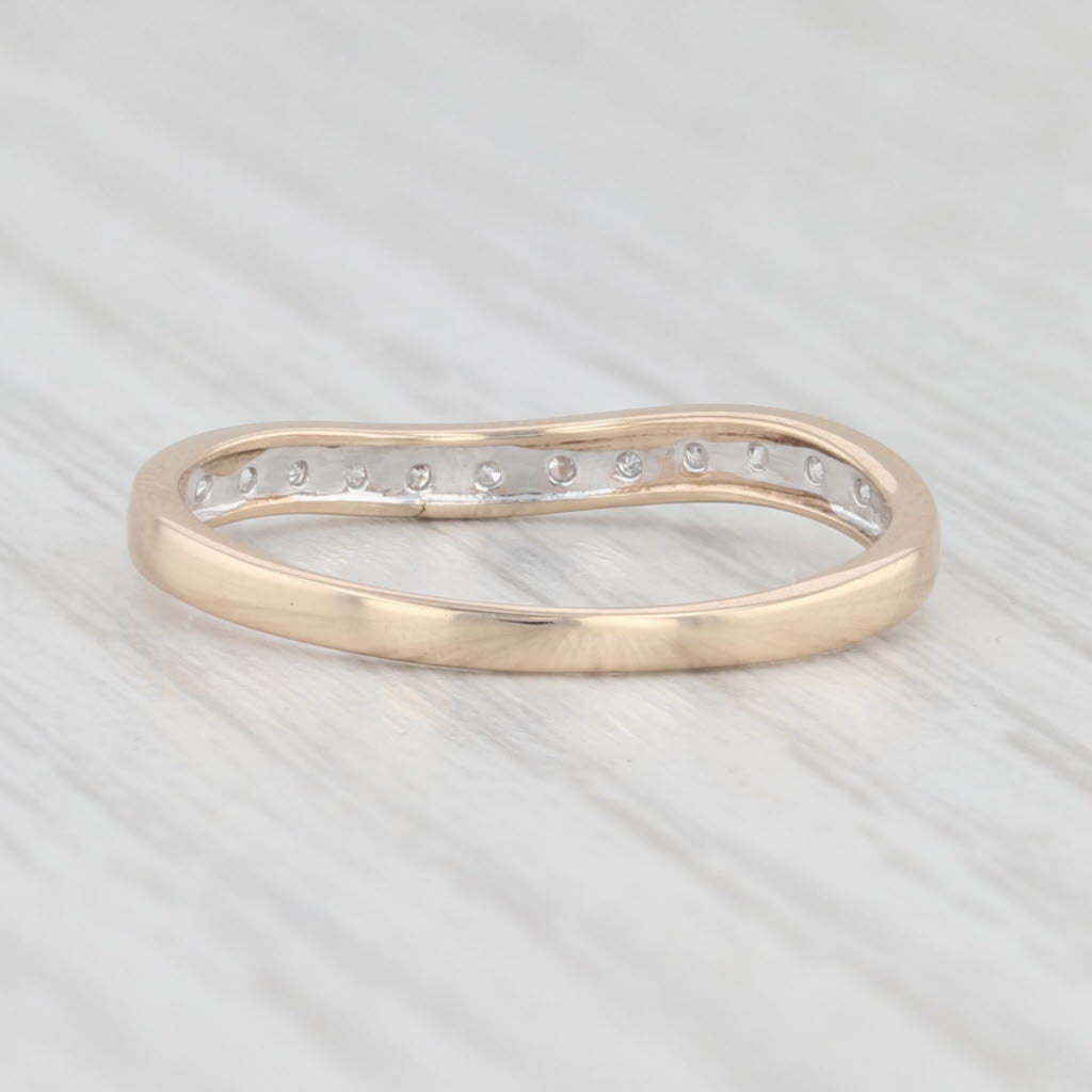 Light Gray Contoured Diamond Wedding Band 10k Yellow Gold Size 7 Ring Stackable Anniversary