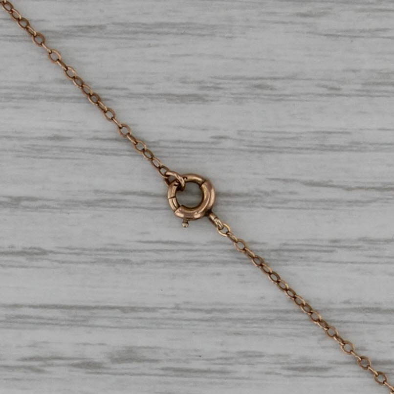 Antique Imitation Pearl Glass Pendant Necklace 10k Yellow Gold 17" Cable Chain