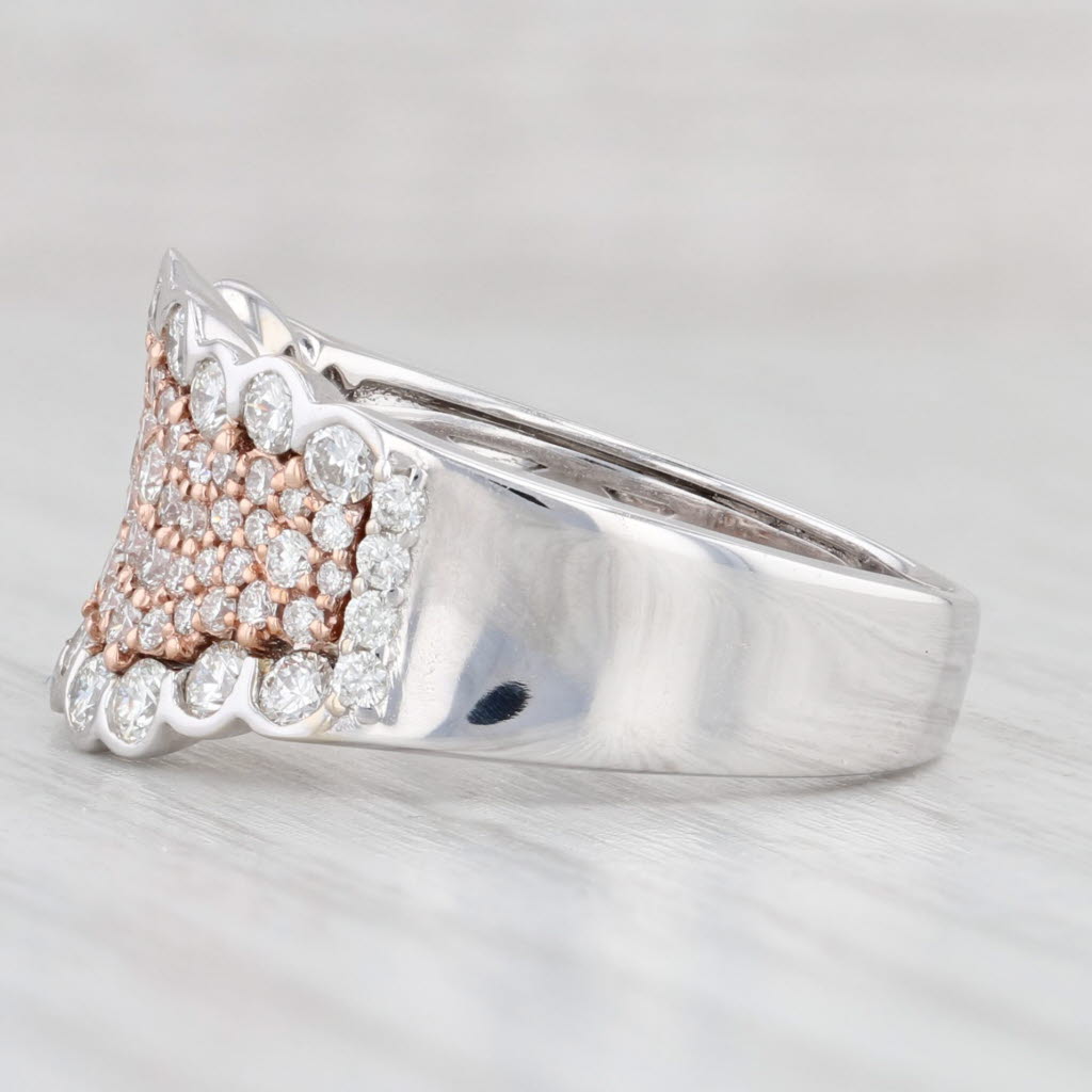 Light Gray New 0.80ctw Diamond Ring 14k Rose White Gold Size 7 Cluster