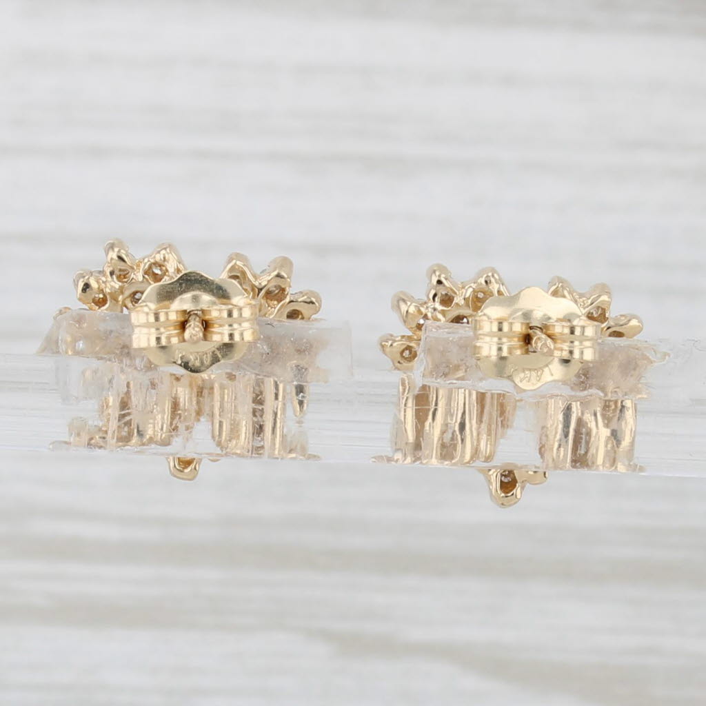 Light Gray 0.37ctw Diamond Cluster Open Heart Stud Earrings 14k Yellow Gold