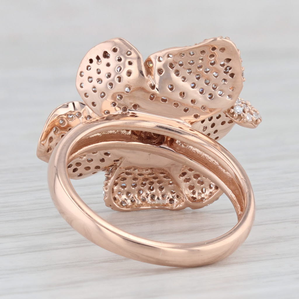 Light Gray 0.53ctw Diamond Flower Ring 14k Rose Gold Size 7.25 Cocktail