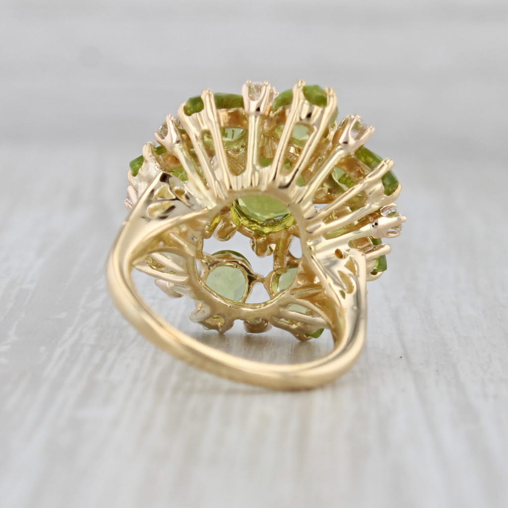 Gray 9.79ctw Peridot Diamond Cocktail Ring 18k Yellow Gold Size 5.5