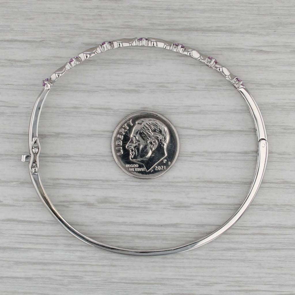 0.50ctw Pink Sapphire Bangle Bracelet 14k White Gold 6.75"