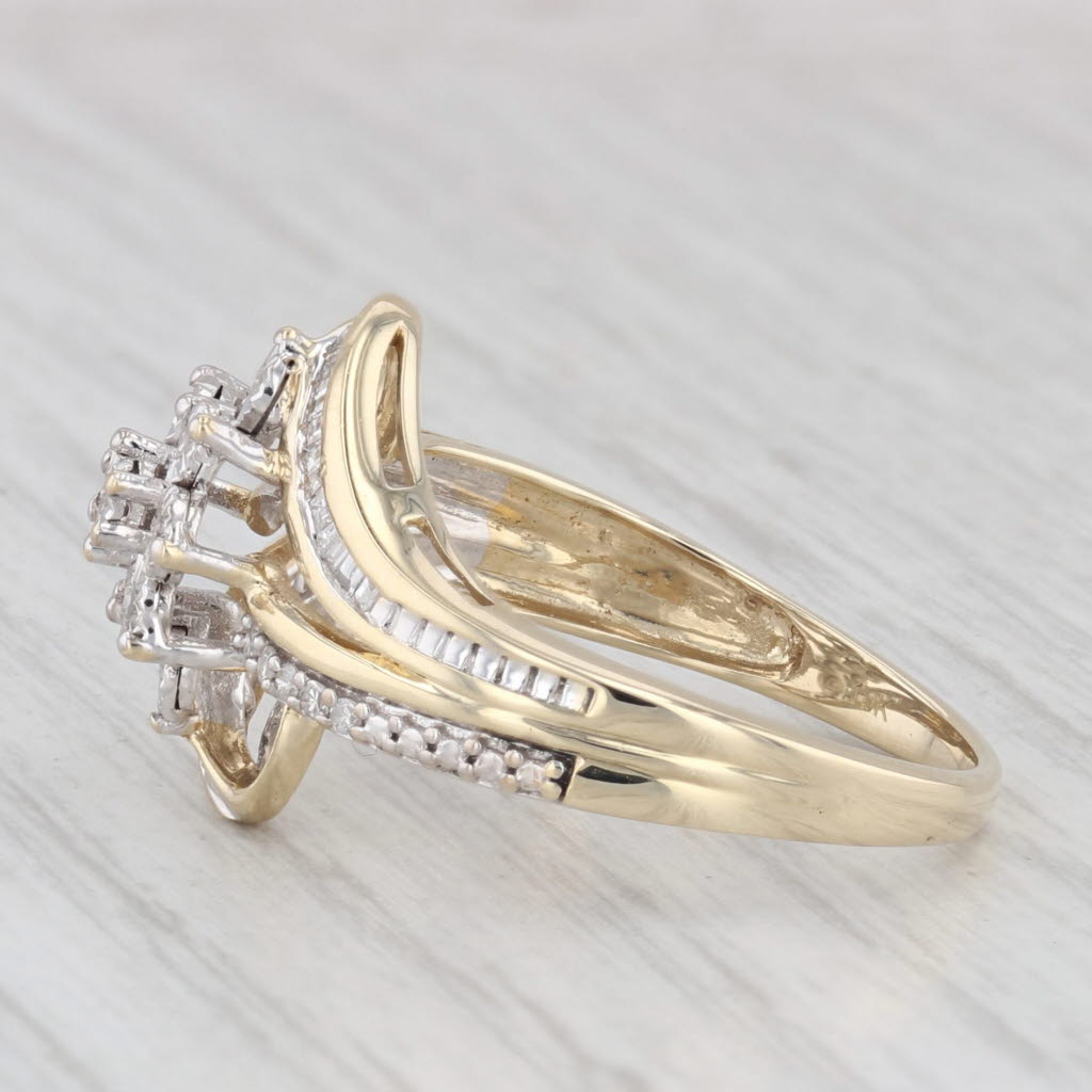 Light Gray 0.18ctw Diamond Cluster Bypass Ring 10k Yellow Gold Size 7 Engagement