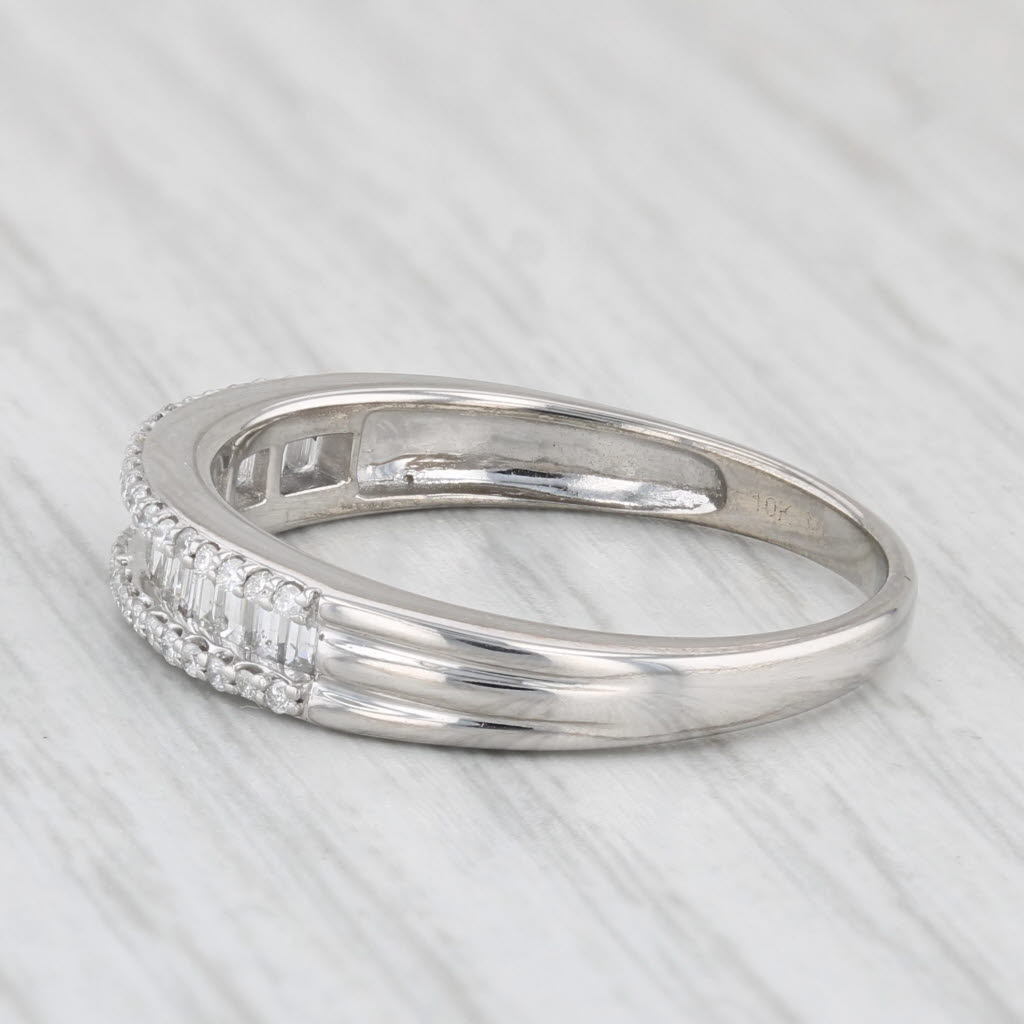 Light Gray 0.42ctw Diamond Wedding Band 10k White Gold Size 8.5 Stackable Anniversary Ring