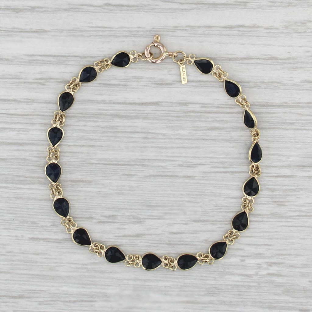 5.75ctw Blue Sapphire Tennis Bracelet 14k Yellow Gold 6.75"