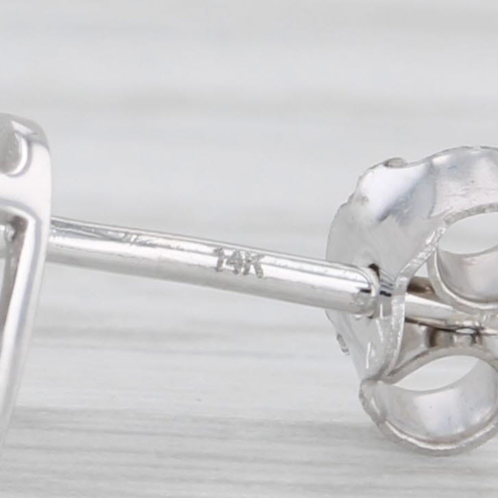 Light Gray Diamond Solitaire Heart Stud Earrings 14k White Gold