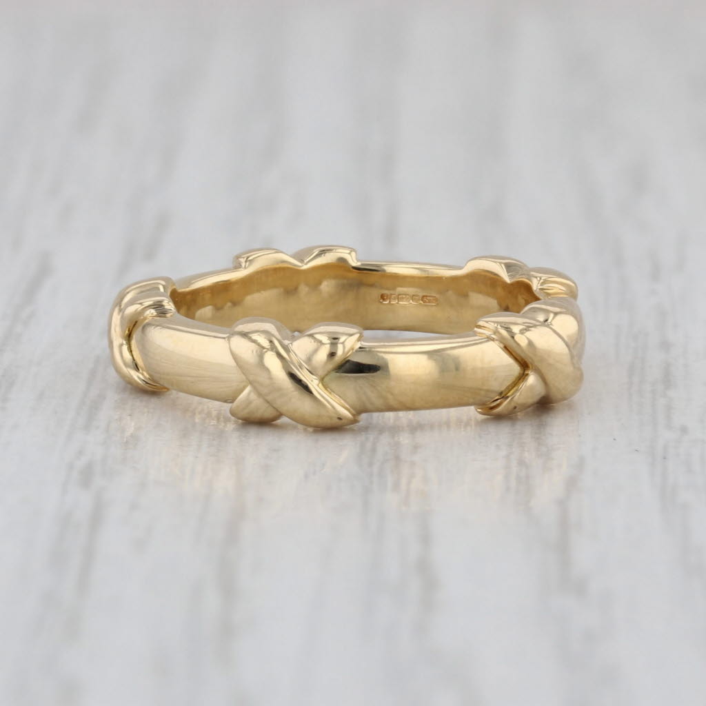 Tiffany & CO Classic Crossover X Ring w/ Box Pouch 18k Gold Size 6.25 Band