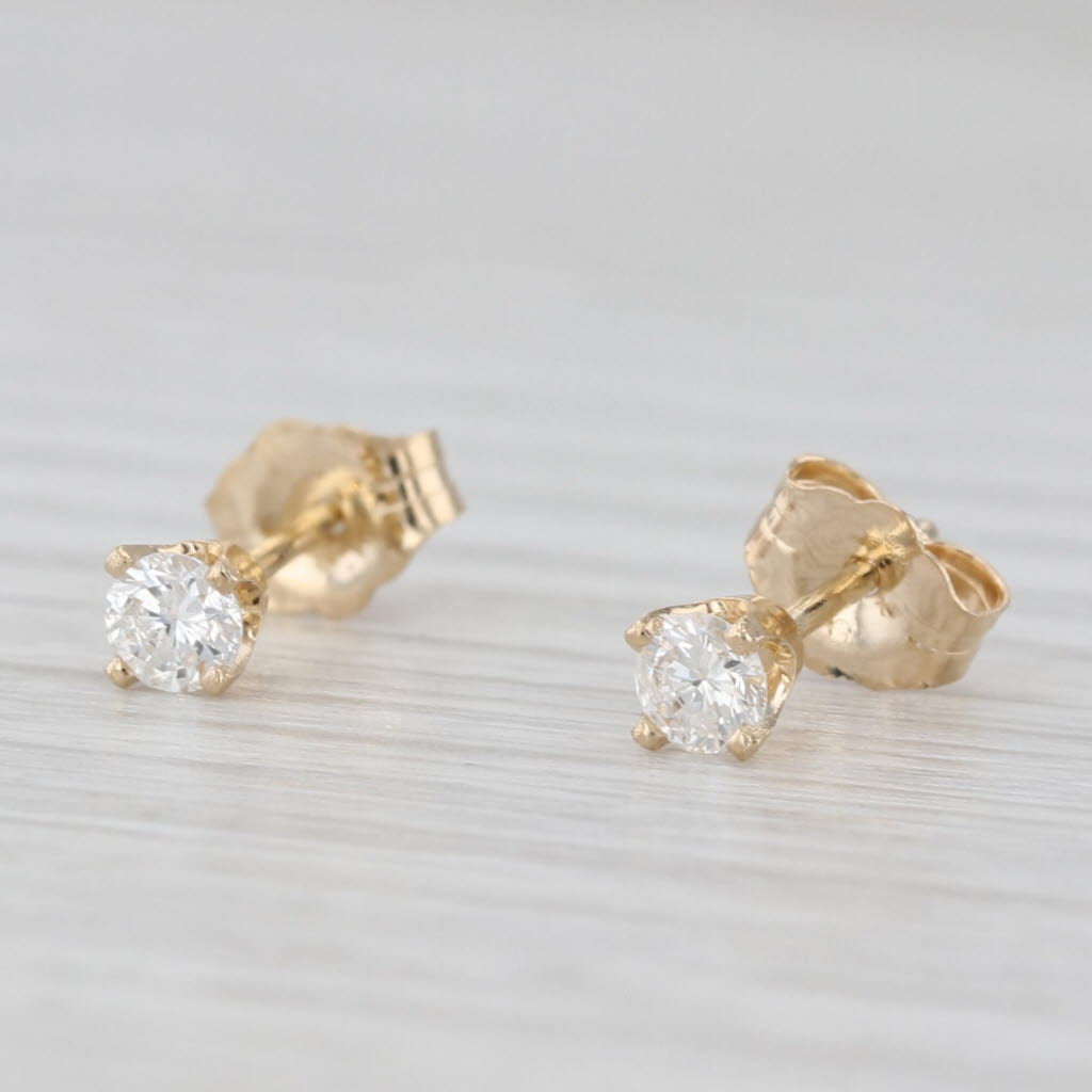 Light Gray 0.22ctw Round Brilliant Diamond Stud Earrings 14k Yellow Gold Solitaire Studs