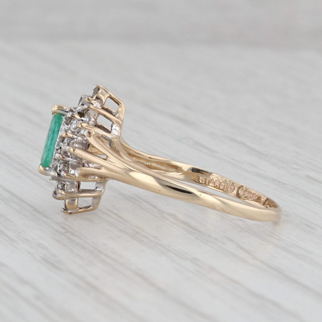 Gray 0.41ctw Marquise Emerald Diamond Halo Ring 10k Yellow Gold Size 7.75