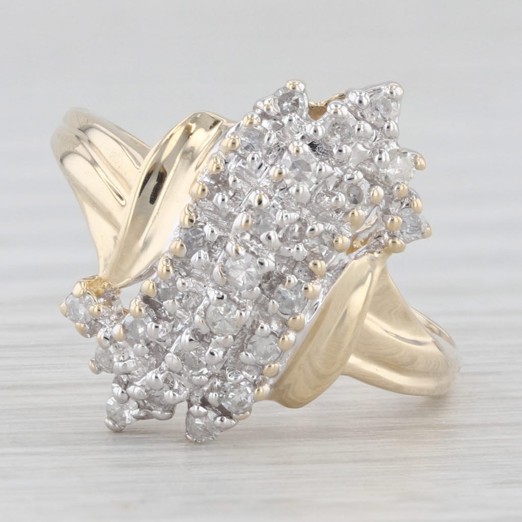 Light Gray 0.23ctw Pave Diamond Cluster Ring 10k Yellow Gold Size 5.5