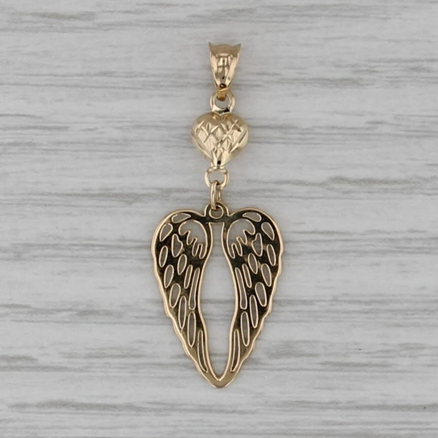 Winged Heart Pendant 18k Yellow Gold Drop