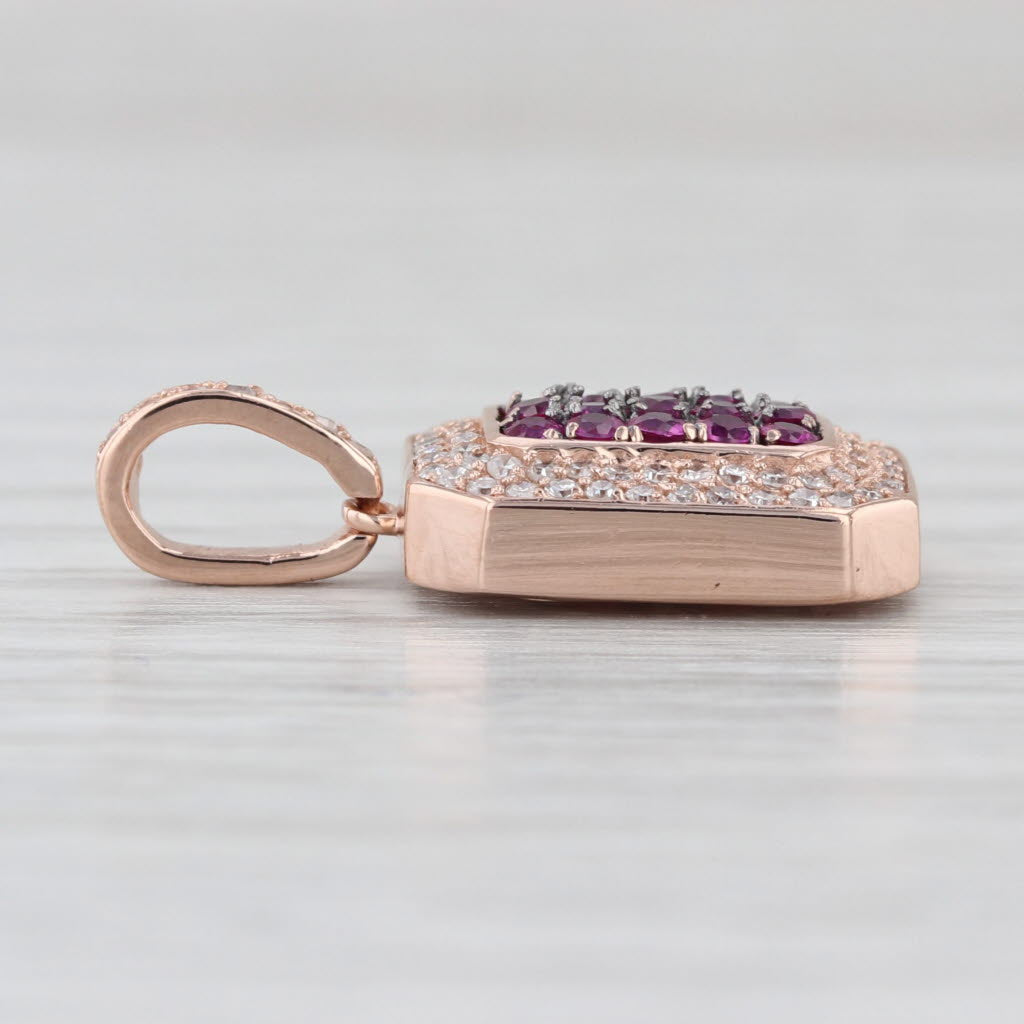 0.58ctw Pink Sapphire Diamond Halo Pendant 14k Rose Gold