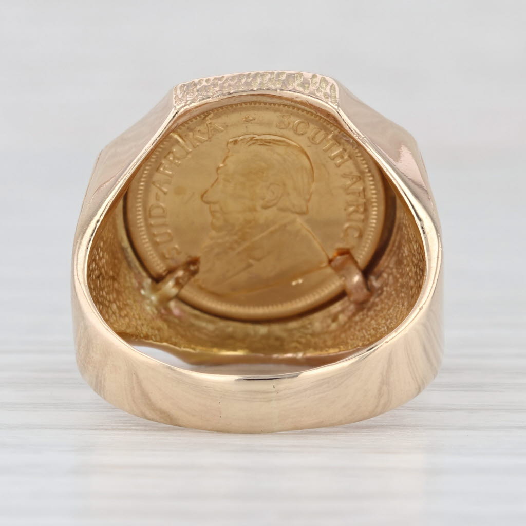 1984 1/10 oz Krugerand South African Coin Ring 14k 22k Yellow Gold Size 10.25