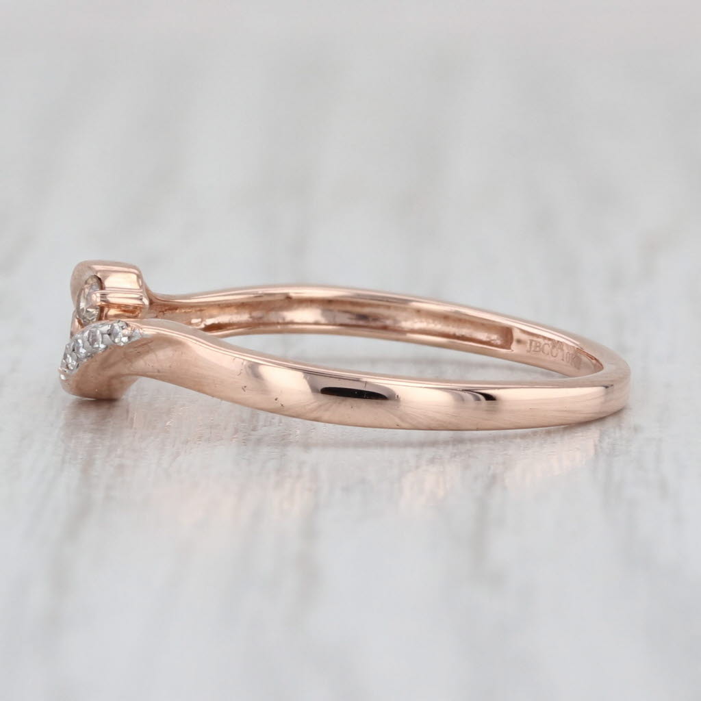 0.12ctw Diamond Bypass Ring 10k Rose Gold Size 6.75 Stackable