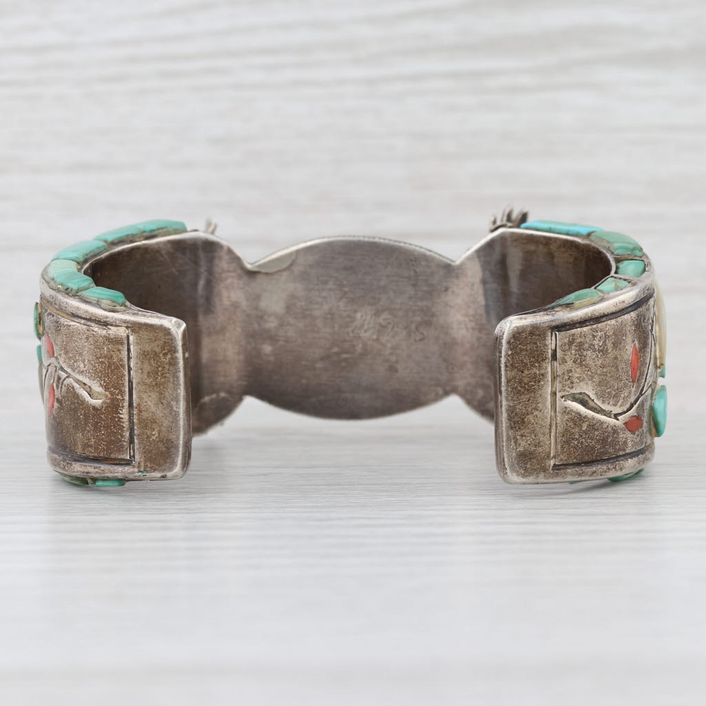 Harry Spencer Navajo Cuff Bracelet for watch Sterling Silver Stone Birds Vintage