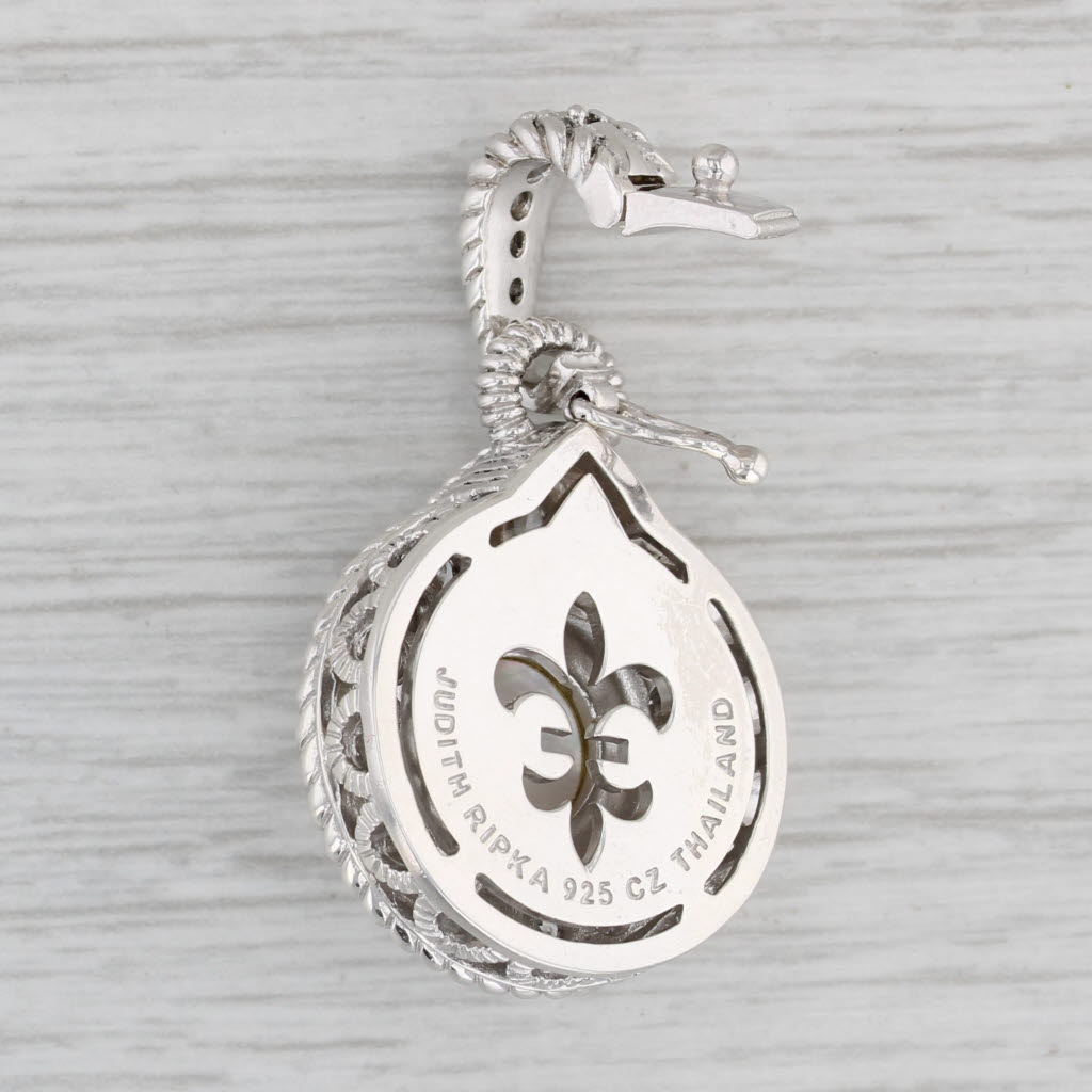 Light Gray Judith Ripka Pearl Cubic Zirconia Enhancer Pendant Sterling Silver Clip Bail