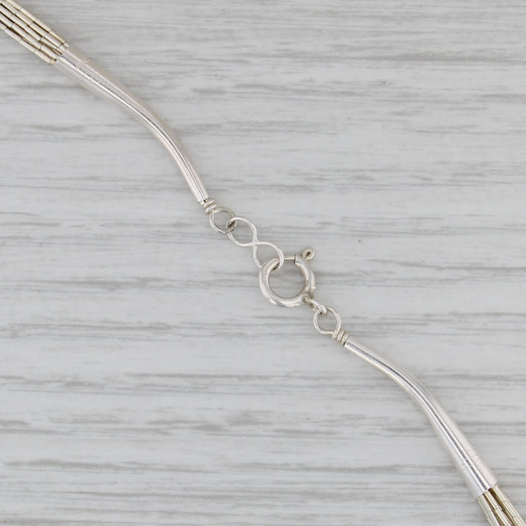 Liquid Silver 10 Multistrand Necklace Sterling Silver Native American 24.25"