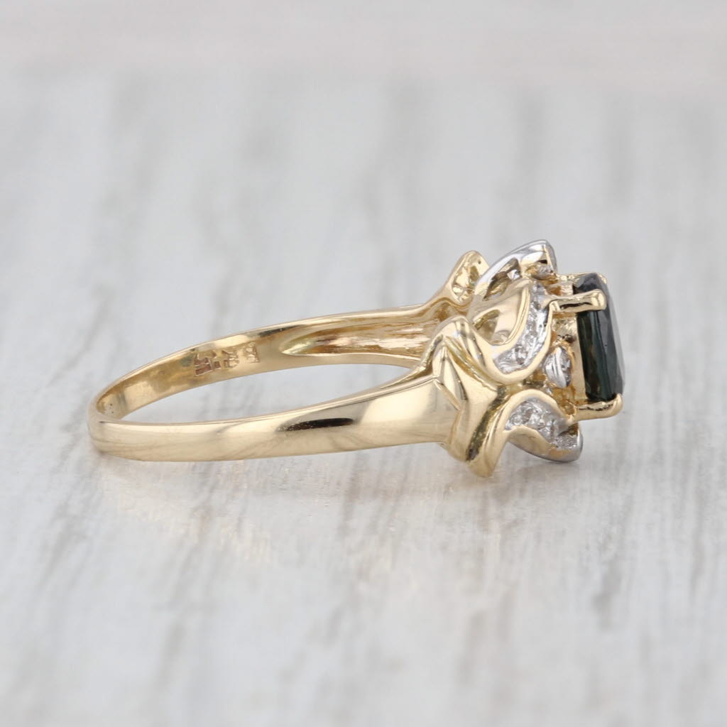 0.38ctw Blue Sapphire Diamond Ring 14k Yellow Gold Size 6.5