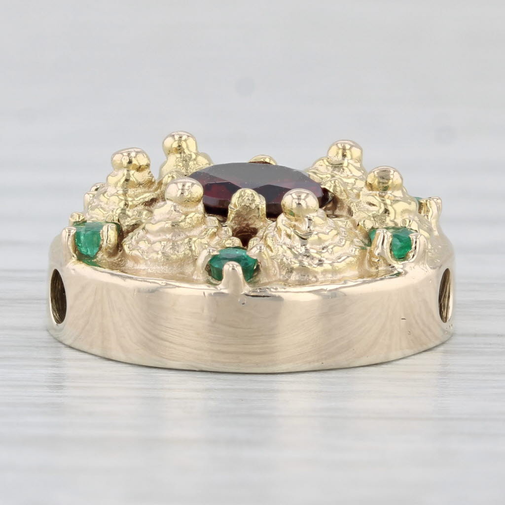 Light Gray 1.84ctw Garnet Emerald Slide Charm Bracelet 14k Yellow Gold Vintage Hans L